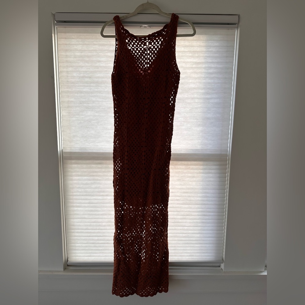 DISSH clover tan crochet midi dress (NWT)